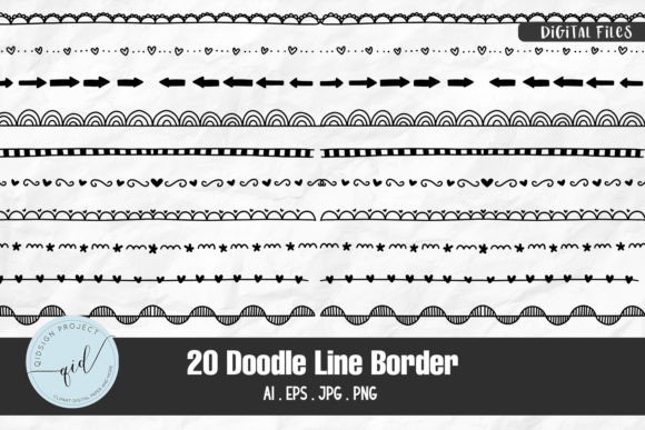 20 Doodle Line Border Decorative