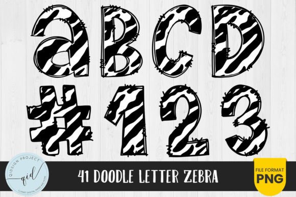 41 Zebra Doodle Letters and Numbers for Creative Projects