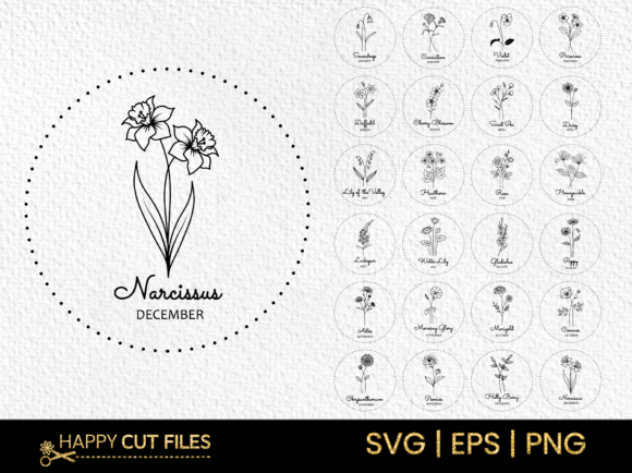 Birth Flower Svg Bundle Floral Clipart: A Creative Resource for Designers and Artists