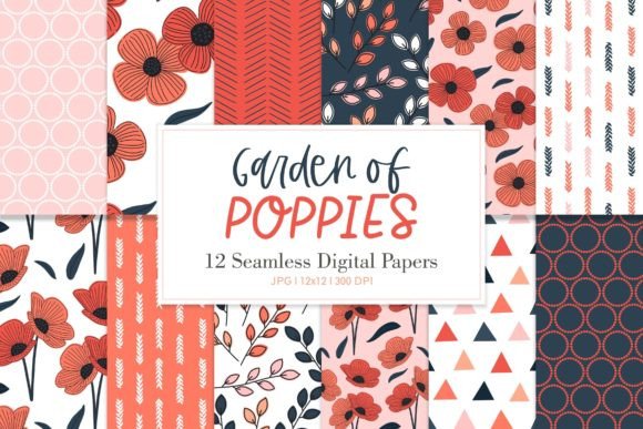 Digital Paper Pack Garden of Poppies