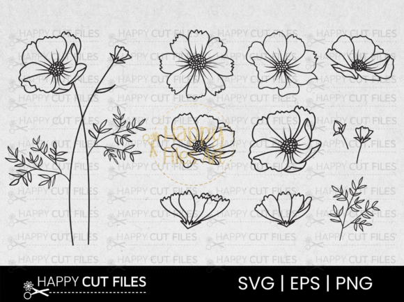 Exploring the Cosmos Flower Svg Element Floral Bouquet