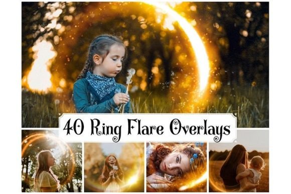 Sun Ring Lens Flare Overlays, Layers for Creative Design